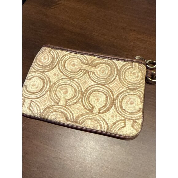 Coach Audrey Op Art Swirl Wallet Wristlet Brown Geometric Beige - Picture 3 of 6